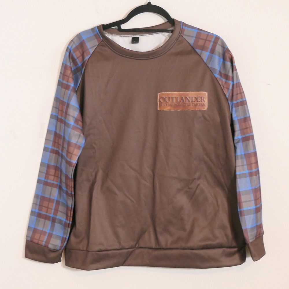 Outlander Women Sweatshirt L Brown Plaid Raglan Le Chardon Et Le Tartan Fandom